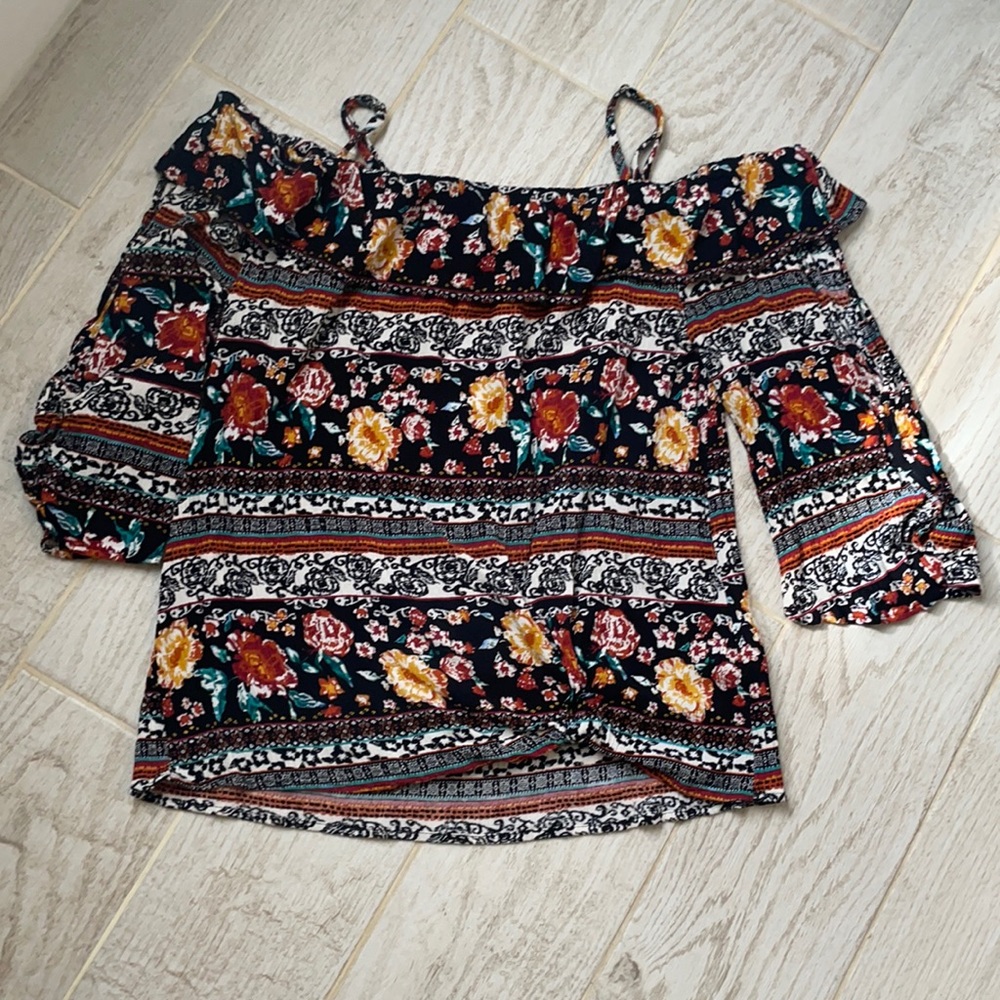 Off the shoulder flounce top